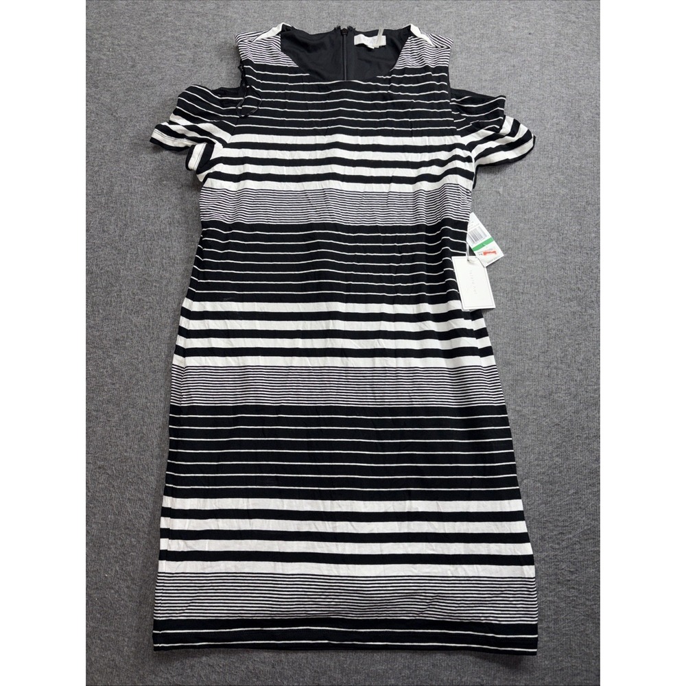 1.State Women's Striped Cold Shoulder Dress Short Sleeve Size Large Lined $99